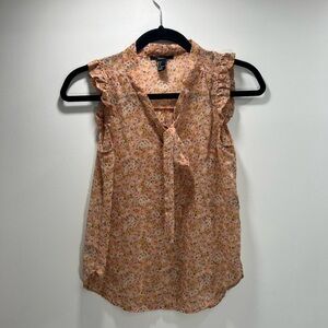 Forever 21 Peach Floral Tie-Front Blouse